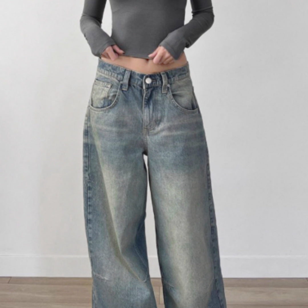 Retro Drape Loose Jeans