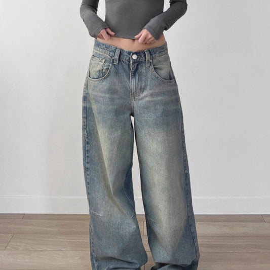 Retro Drape Loose Jeans
